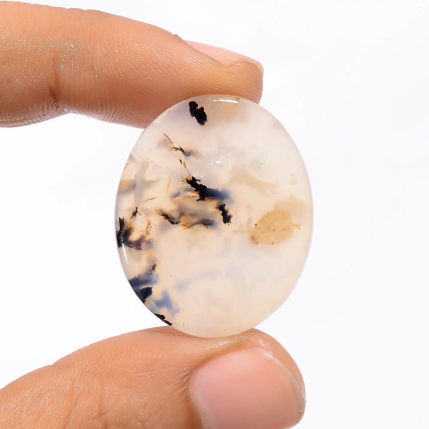 Outstanding Top Grade Quality 100% Natural Tiger Dendrite Druzy Oval Shape Cabochon Loose Gemstone For Making Jewelry 20 Ct. 29X23X4 mm V-3590