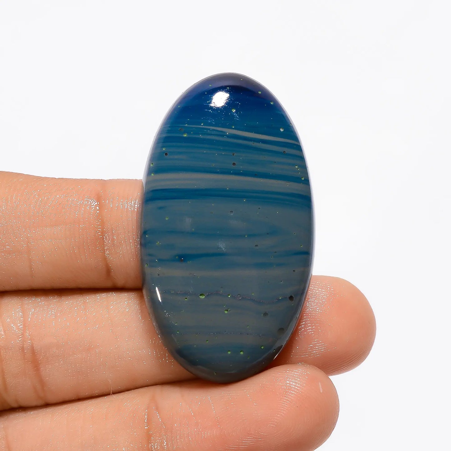 Terrific Top Grade Quality 100% Natural Blue Leland Oval Shape Cabochon Loose Gemstone For Making Jewelry 68.5 Ct. 41X24X7 mm V-3599