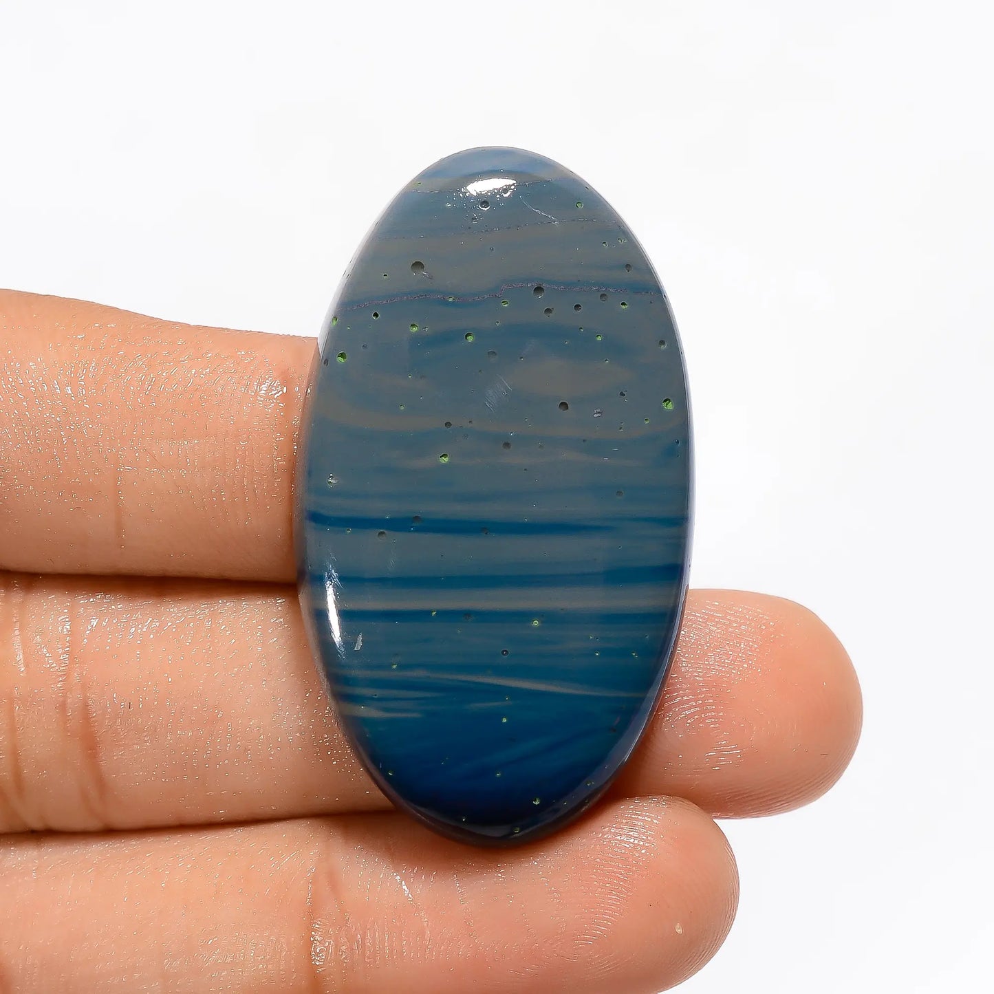 Excellent Top Grade Quality 100% Natural Blue Leland Oval Shape Cabochon Loose Gemstone For Making Jewelry 67 Ct. 41X24X7 mm V-3606