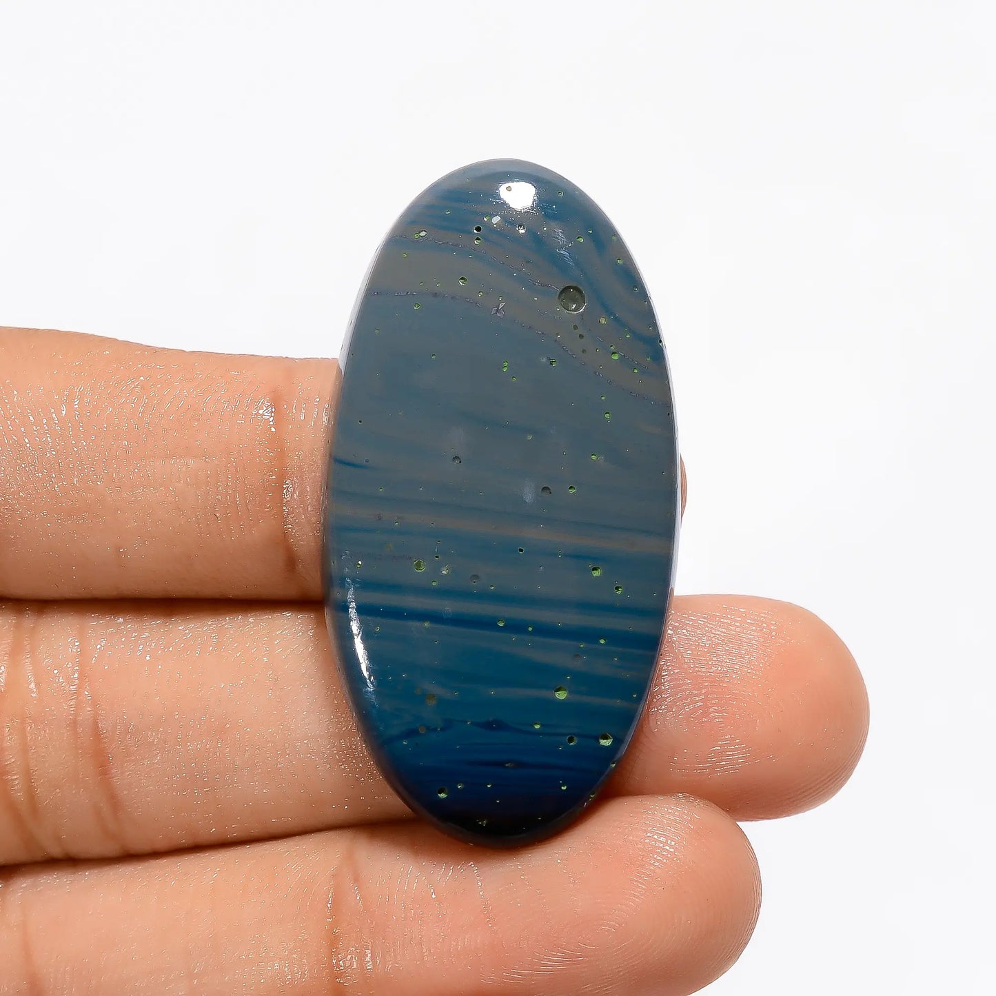 Gorgeous Top Grade Quality 100% Natural Blue Leland Oval Shape Cabochon Loose Gemstone For Making Jewelry 50.5 Ct. 41X21X6 mm V-3610