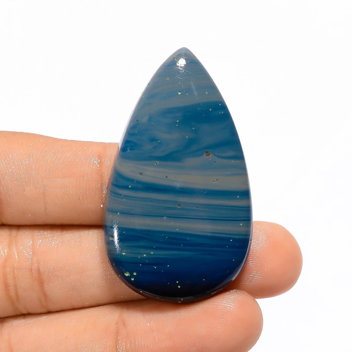 Immaculate Top Grade Quality 100% Natural Blue Leland Pear Shape Cabochon Loose Gemstone For Making Jewelry 67 Ct. 45X26X7 mm V-3611