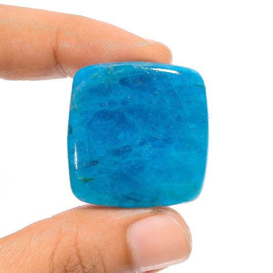 Tempting Top Grade Quality 100% Natural Neon Blue Apatite Cushion Shape Cabochon Loose Gemstone For Making Jewelry 75.5 Ct 30X30X6 mm V-3645