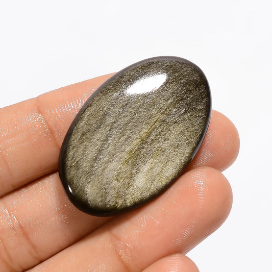 Superb Top Grade Quality 100% Natural Golden Sheen Obsidian Oval Shape Cabochon Loose Gemstone For Making Jewelry 37 Ct. 36X24X5 mm V-3667