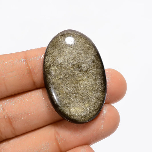 Terrific Top Grade Quality 100% Natural Golden Sheen Obsidian Oval Shape Cabochon Loose Gemstone For Making Jewelry 43.5 Ct 35X23X6 mm V-3671