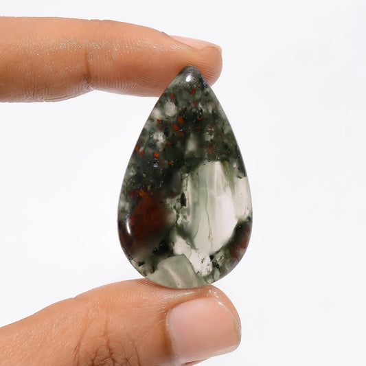 Immaculate Top Grade Quality 100% Natural African Bloodstone Pear Shape Cabochon Loose Gemstone For Making Jewelry 36 Ct. 39X24X4 mm V-3686