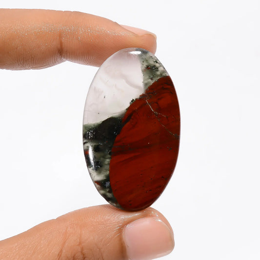 Incredible Top Grade Quality 100% Natural African Bloodstone Oval Shape Cabochon Loose Gemstone For Making Jewelry 39 Ct. 41X24X4 mm V-3687