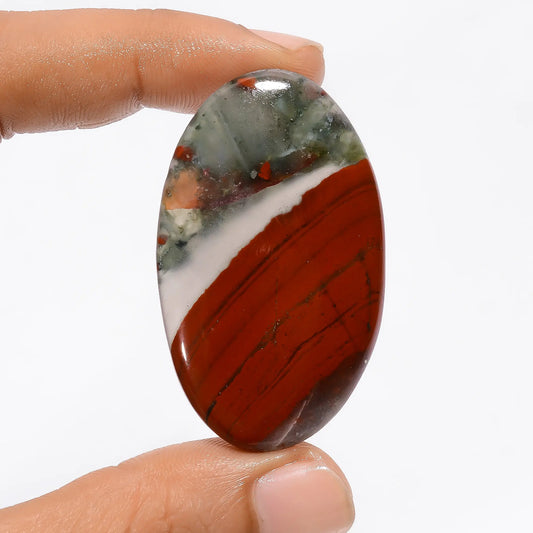 Mind Blowing Top Grade Quality 100% Natural African Bloodstone Oval Shape Cabochon Loose Gemstone For Making Jewelry 64.5 Ct. 48X28X4 mm V-3689