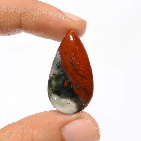 Superb Top Grade Quality 100% Natural African Bloodstone Pear Shape Cabochon Loose Gemstone For Making Jewelry 19.5 Ct. 30X16X5 mm V-3692