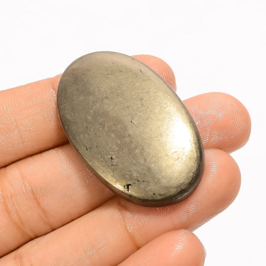 Unique Top Grade Quality 100% Natural Pyrite Oval Shape Cabochon Loose Gemstone For Making Jewelry 77 Ct. 37X23X5 mm V-3697