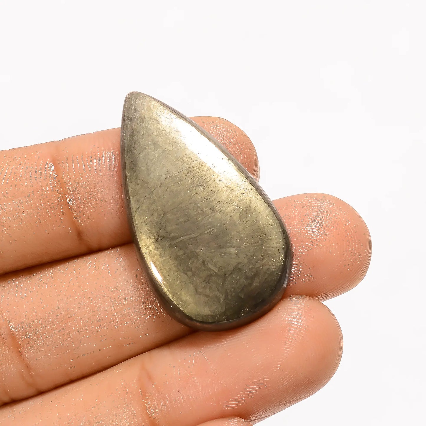 Unique Top Grade Quality 100% Natural Pyrite Pear Shape Cabochon Loose Gemstone For Making Jewelry 47.5 Ct. 32X18X5 mm V-3700