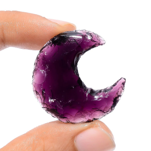 Purple Opalite Druzy Crescent Moon Shape Cabochon Loose Gemstone Natural 31.5 Ct. 32X29X7 mm V-3742