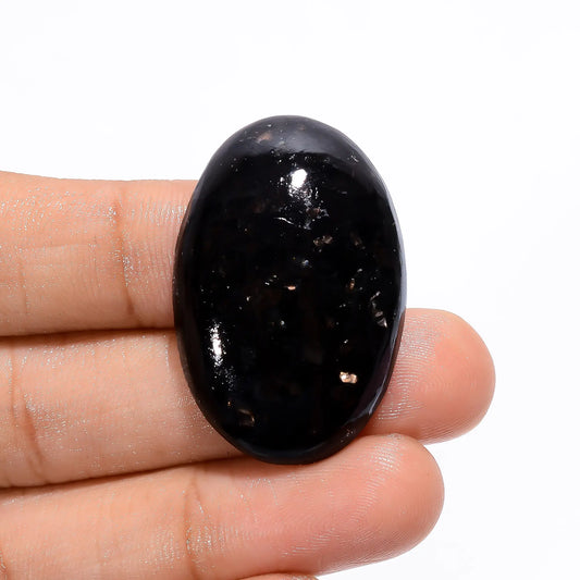 Awesome Top Grade Quality 100% Natural Golden Nuummite Oval Shape Cabochon Loose Gemstone For Making Jewelry 45 Ct. 34X23X7 mm V-3750