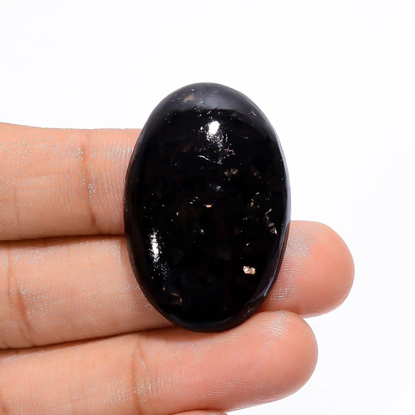 Awesome Top Grade Quality 100% Natural Golden Nuummite Oval Shape Cabochon Loose Gemstone For Making Jewelry 45 Ct. 34X23X7 mm V-3750