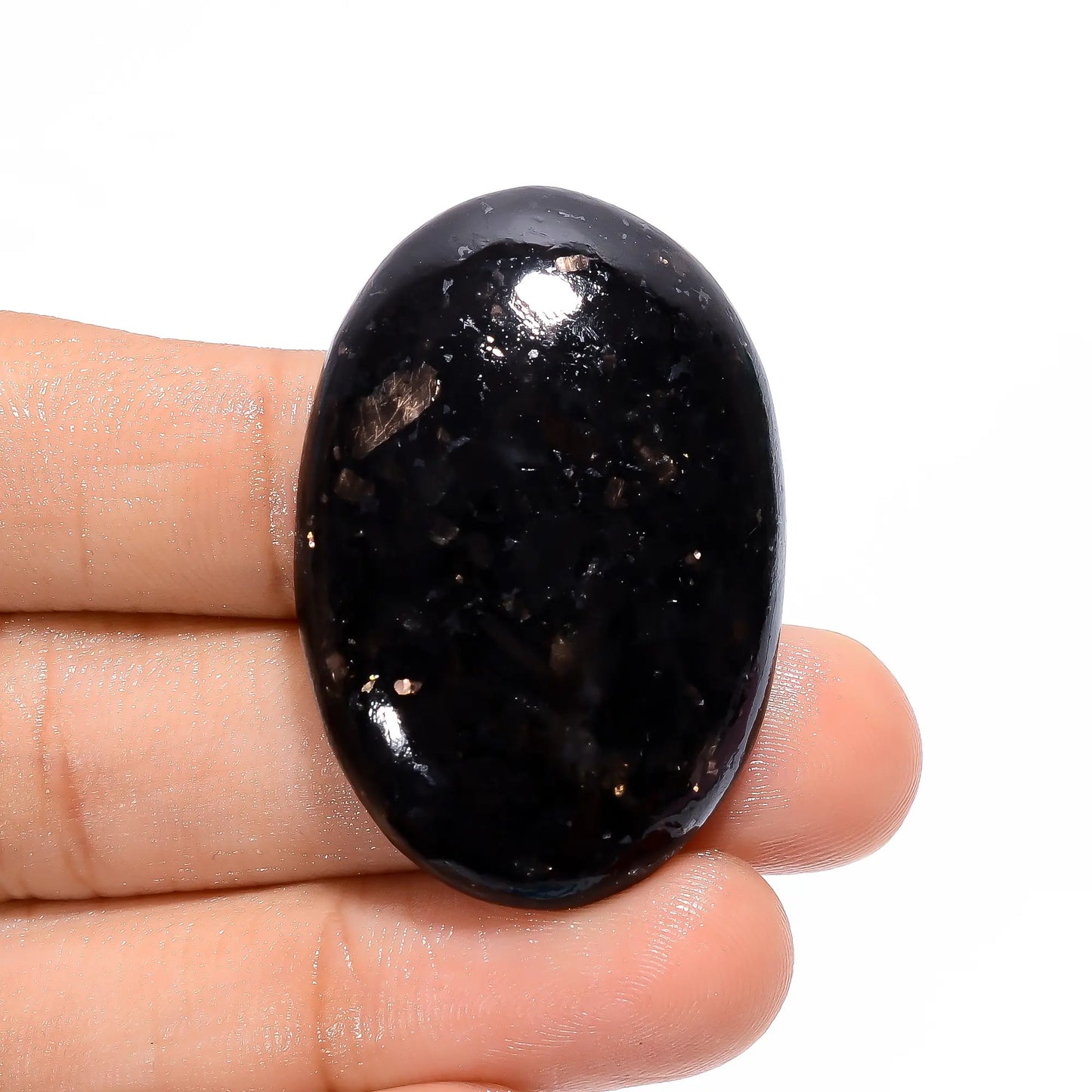 Classic Top Grade Quality 100% Natural Golden Nuummite Oval Shape Cabochon Loose Gemstone For Making Jewelry 65 Ct. 40X27X6 mm V-3752