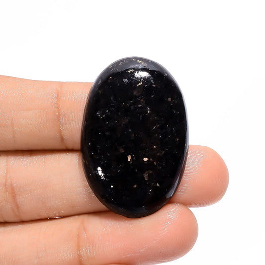 Excellent Top Grade Quality 100% Natural Golden Nuummite Oval Shape Cabochon Loose Gemstone For Making Jewelry 39 Ct. 34X23X5 mm V-3754