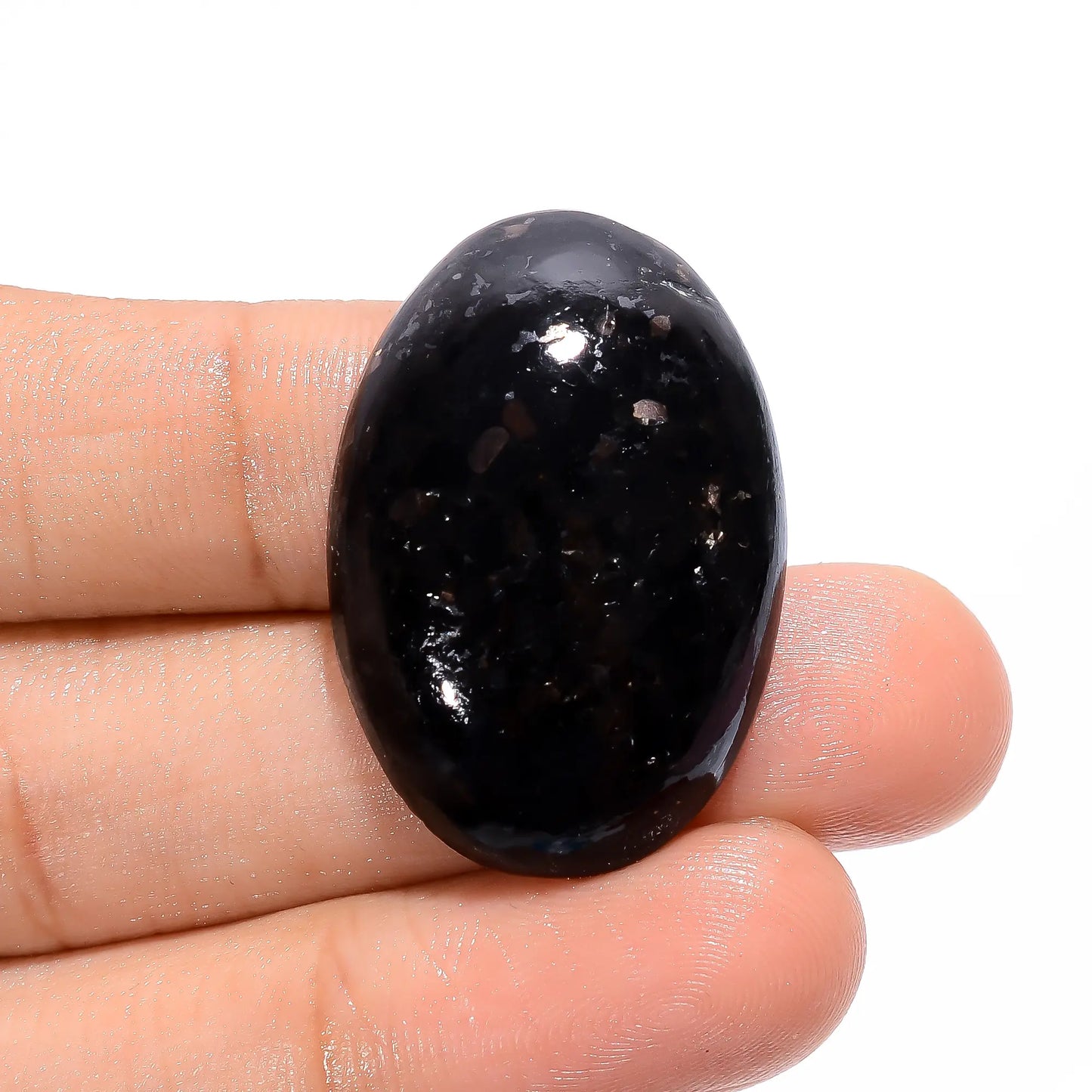 Exclusive Top Grade Quality 100% Natural Golden Nuummite Oval Shape Cabochon Loose Gemstone For Making Jewelry 38.5 Ct. 31X21X7 mm V-3755