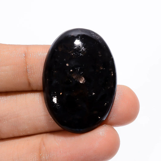 Elegant Top Grade Quality 100% Natural Golden Nuummite Oval Shape Cabochon Loose Gemstone For Making Jewelry 45 Ct. 34X24X6 mm V-3756