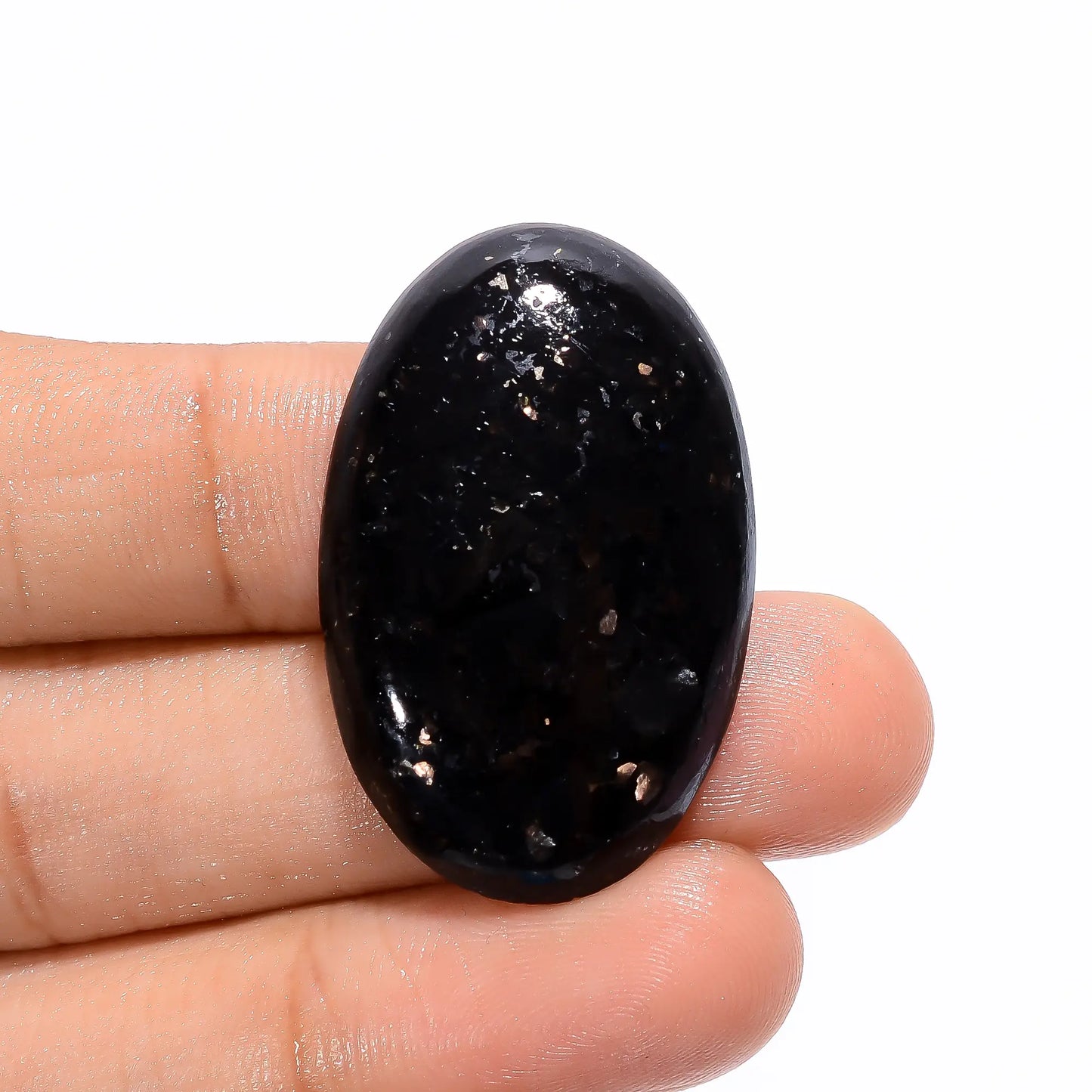 Fantastic Top Grade Quality 100% Natural Golden Nuummite Oval Shape Cabochon Loose Gemstone For Making Jewelry 35.5 Ct. 34X22X6 mm V-3758