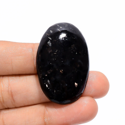 Immaculate Top Grade Quality 100% Natural Golden Nuummite Oval Shape Cabochon Loose Gemstone For Making Jewelry 58.5 Ct. 39X25X6 mm V-3760