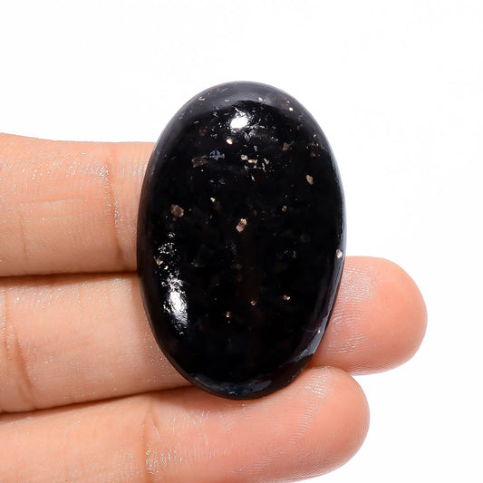 Incredible Top Grade Quality 100% Natural Golden Nuummite Oval Shape Cabochon Loose Gemstone For Making Jewelry 54.5 Ct. 36X24X7 mm V-3761