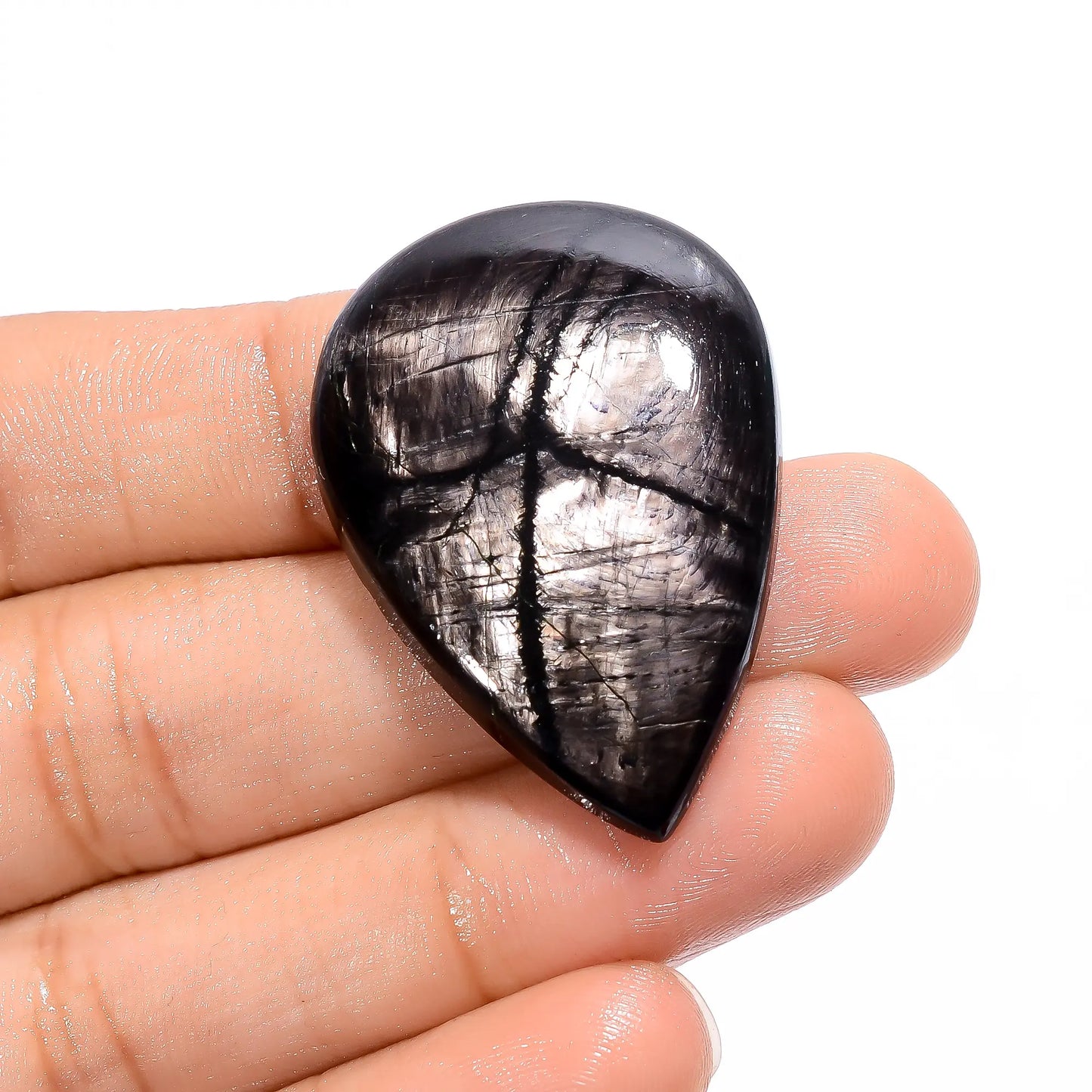 Outstanding Top Grade Quality 100% Natural Hypersthene Pear Shape Cabochon Loose Gemstone For Making Jewelry 52 Ct. 37X26X5 mm V-3788