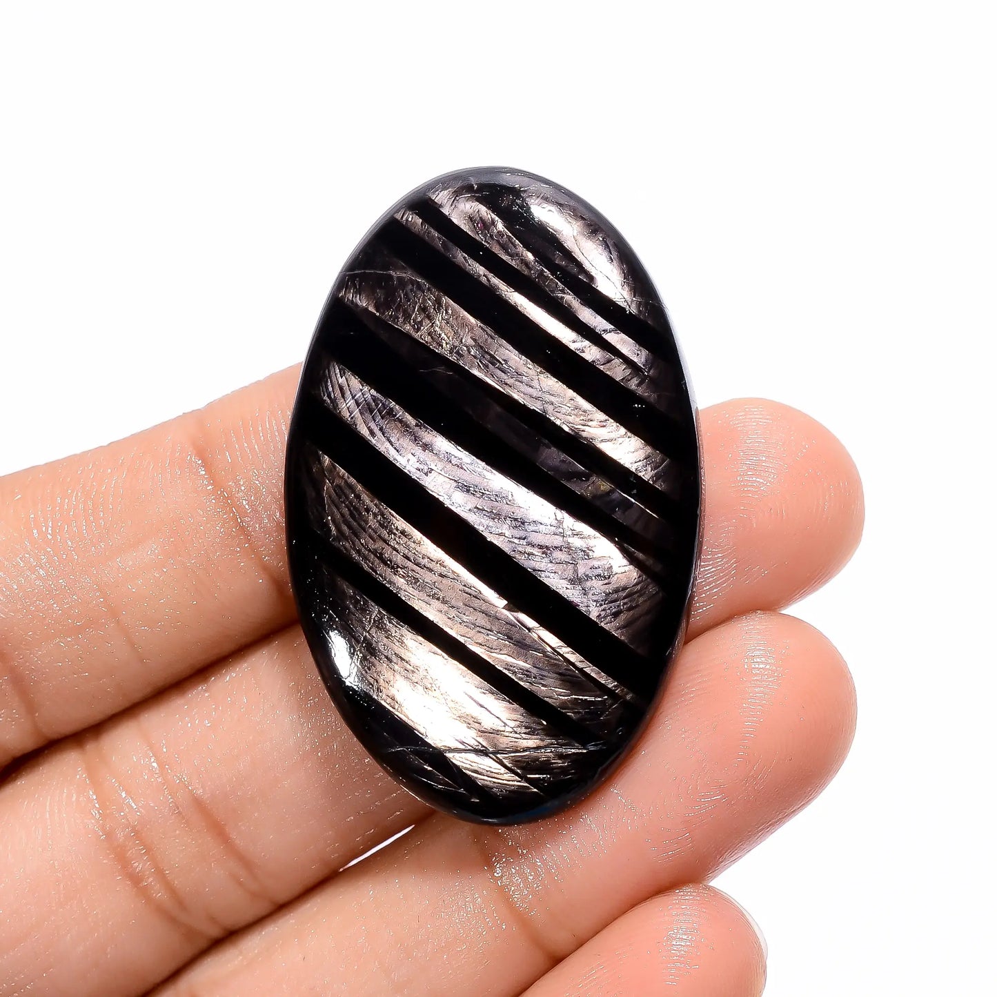 Unique Top Grade Quality 100% Natural Hypersthene Oval Shape Cabochon Loose Gemstone For Making Jewelry 64.5 Ct. 41X26X5 mm V-3795