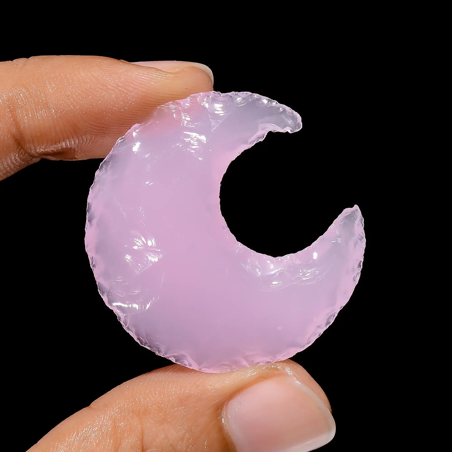 Unique Top Grade Quality Opalite Druzy Crescent Moon Shape Cabochon Gemstone For Making Jewelry 34.5 Ct 35X33X8 mm V3821