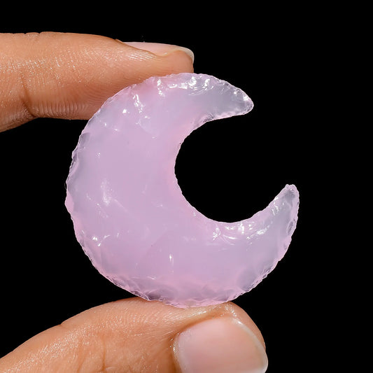 Dazzling Top Grade Quality Opalite Druzy Crescent Moon Shape Cabochon Gemstone For Making Jewelry 34 Ct 34X32X7 mm V3828