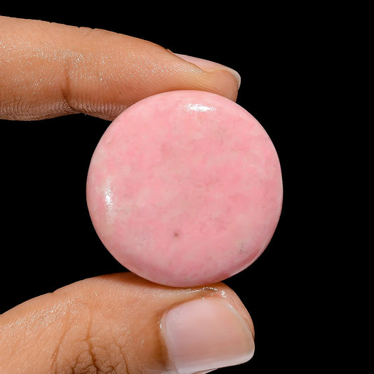 Mind Blowing Top Grade Quality 100% Natural Pink Thulite Round Shape Cabochon Loose Gemstone For Making Jewelry 43 Ct. 28X28X5 mm V-3838