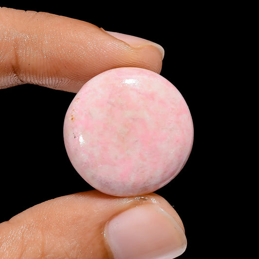 Stunning Top Grade Quality 100% Natural Pink Thulite Round Shape Cabochon Loose Gemstone For Making Jewelry 25 Ct. 22X22X5 mm V-3842