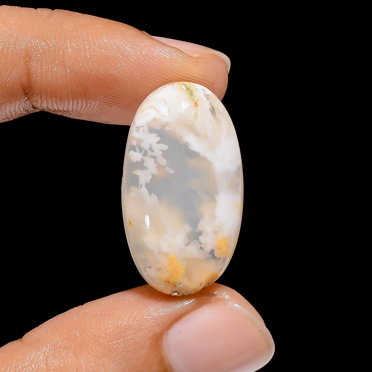 Superb Top Grade Quality 100% Natural Graveyard Plume Agate Oval Shape Cabochon Loose Gemstone For Making Jewelry 19 Ct. 26X14X6 mm V-3866