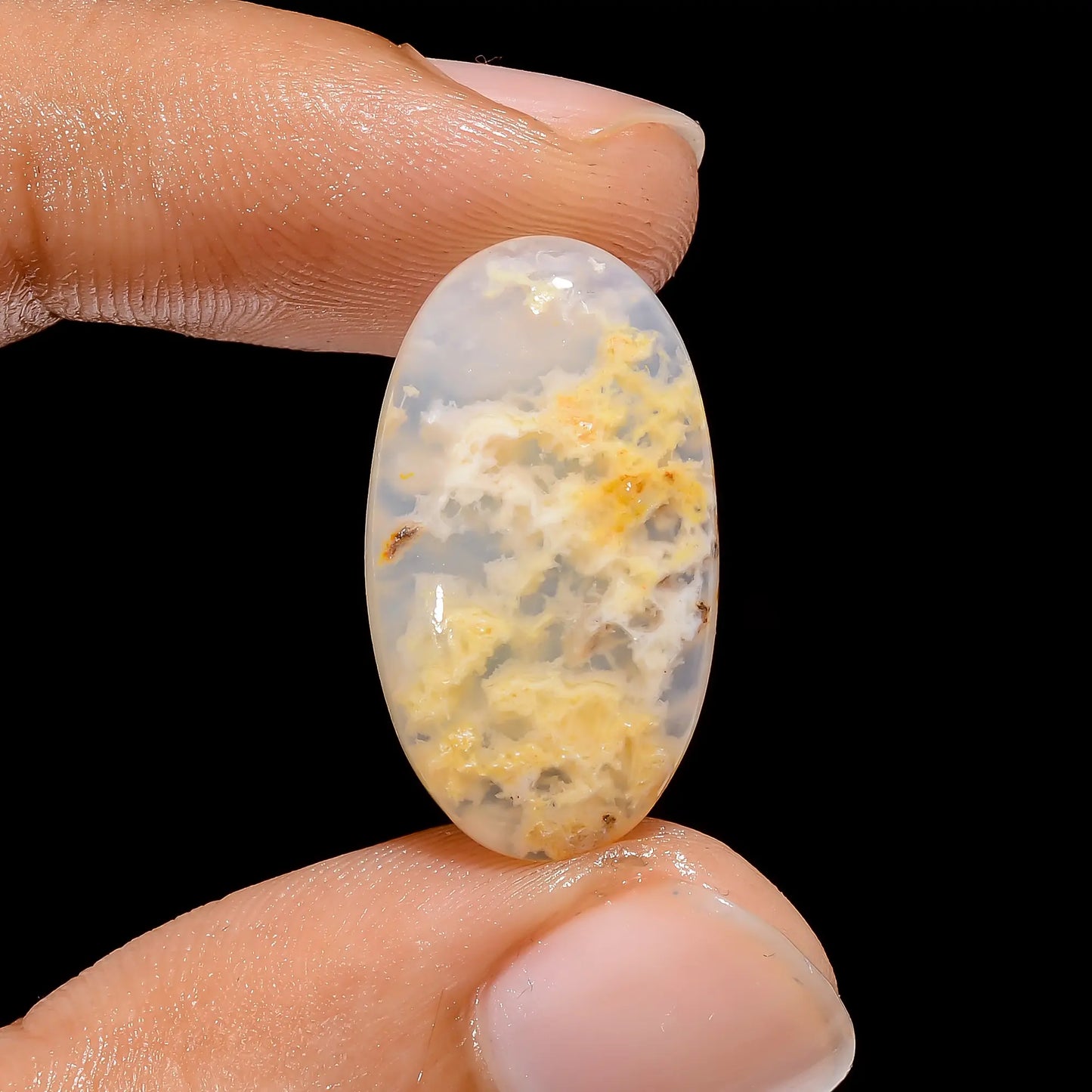 Stunning Top Grade Quality 100% Natural Graveyard Plume Agate Oval Shape Cabochon Loose Gemstone For Making Jewelry 11 Ct. 23X13X5 mm V-3867