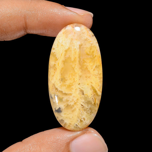 Wonderful Top Grade Quality 100% Natural Graveyard Plume Agate Oval Shape Cabochon Loose Gemstone For Making Jewelry 28.5 Ct. 38X19X5 mm V-3872