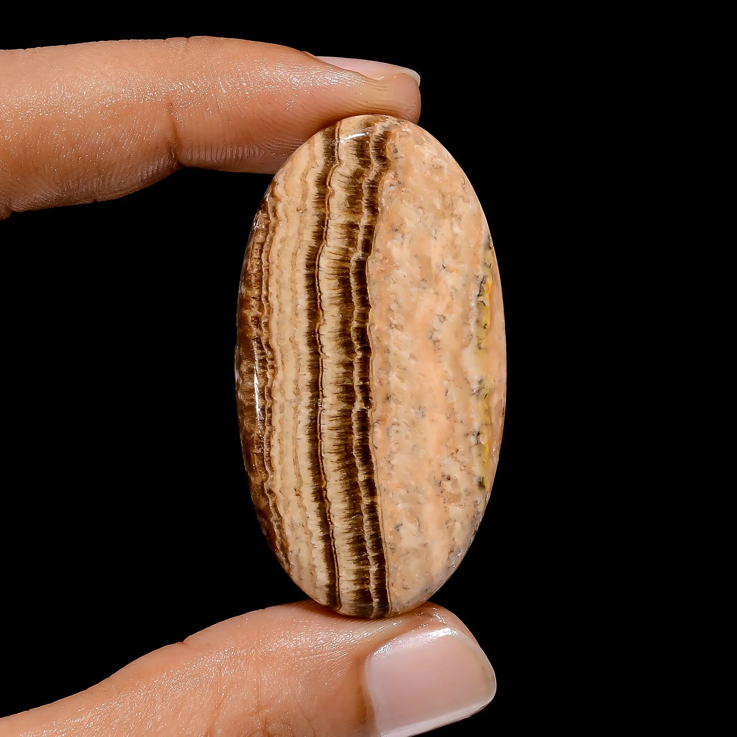 Immaculate A One Quality 100% Natural Chocolate Calcite Aragonite Oval Shape Cabochon Gemstone For Making Jewelry 65.5 Ct. 48X26X6 mm V-3884