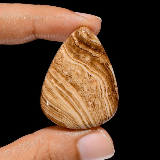 Chocolate Calcite Aragonite Pear Shape Cabochon Loose Gemstone Natural 47 Ct. 38X28X6 mm V-3885