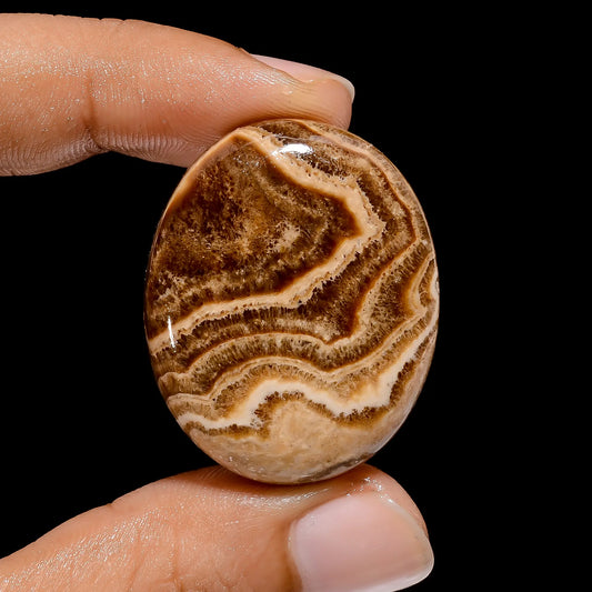 Chocolate Calcite Aragonite Oval Shape Cabochon Loose Gemstone Natural 65.5 Ct. 34X27X8 mm V-3887