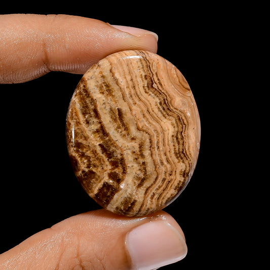Chocolate Calcite Aragonite Oval Shape Cabochon Loose Gemstone Natural 45.5 Ct. 36X30X5 mm V-3888