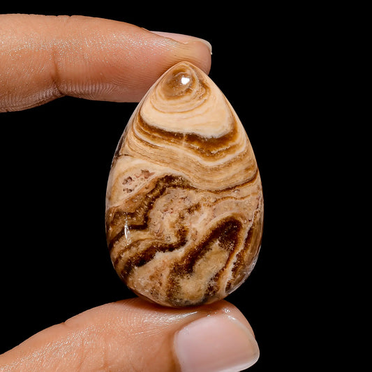 Chocolate Calcite Aragonite Pear Shape Cabochon Loose Gemstone Natural 54 Ct. 38X24X8 mm V-3889