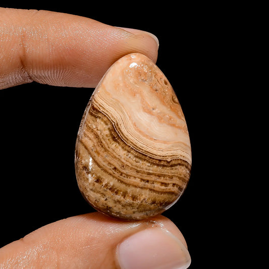 Chocolate Calcite Aragonite Pear Shape Cabochon Loose Gemstone Natural 32.5 Ct. 30X21X6 mm V-3890