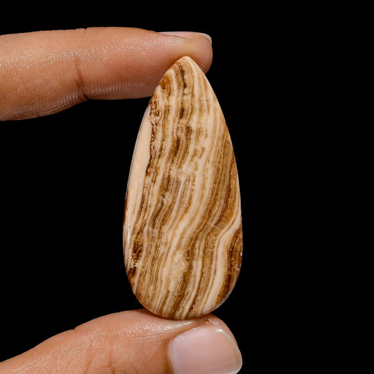 Chocolate Calcite Aragonite Pear Shape Cabochon Loose Gemstone Natural 35 Ct. 47X21X4 mm V-3892
