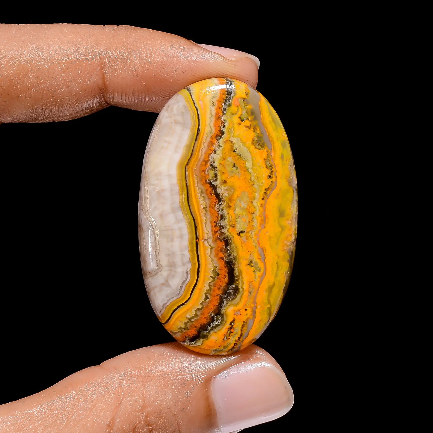 Incredible Top Grade Quality 100% Natural Bumble Bee Jasper Oval Shape Cabochon Loose Gemstone For Making Jewelry 51 Ct. 43X25X5 mm V-3989