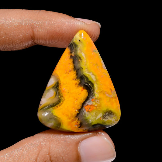 Outstanding Top Grade Quality 100% Natural Bumble Bee Jasper Pear Shape Cabochon Loose Gemstone For Making Jewelry 44.5 Ct 37X30X6 mm V-3991