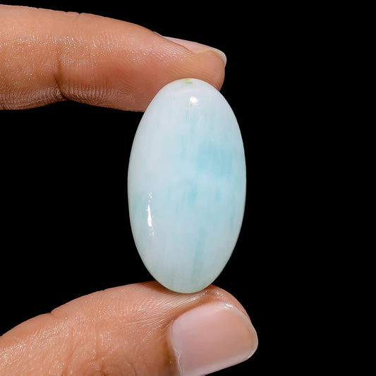 Dazzling Top Grade Quality 100% Natural Blue Aragonite Oval Shape Cabochon Loose Gemstone For Making Jewelry 31 Ct. 31X17X6 mm V-4003