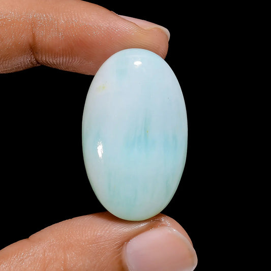 Exclusive Top Grade Quality 100% Natural Blue Aragonite Oval Shape Cabochon Loose Gemstone For Making Jewelry 35 Ct. 31X19X7 mm V-4005