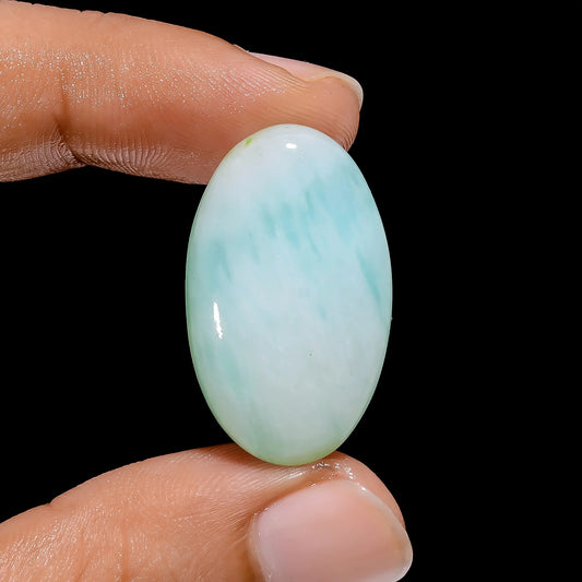 Gorgeous Top Grade Quality 100% Natural Blue Aragonite Oval Shape Cabochon Loose Gemstone For Making Jewelry 24 Ct. 28X17X5 mm V-4009