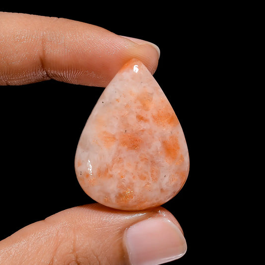 Gorgeous Top Grade Quality 100% Natural Indian Sunstone Pear Shape Cabochon Loose Gemstone For Making Jewelry 40 Ct. 32X24X7 mm V-4112