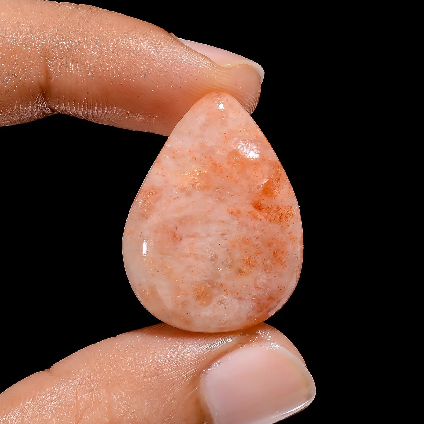 Marvellous Top Grade Quality 100% Natural Indian Sunstone Pear Shape Cabochon Loose Gemstone For Making Jewelry 21 Ct. 27X21X5 mm V-4115