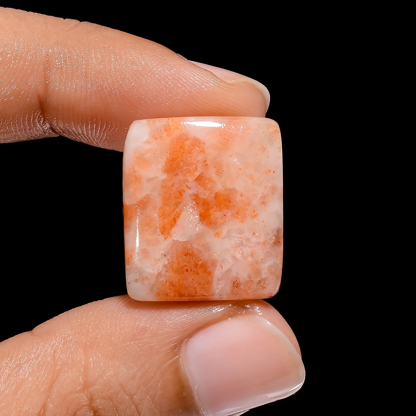 Terrific Top Grade Quality 100% Natural Indian Sunstone Radiant Shape Cabochon Loose Gemstone For Making Jewelry 18 Ct. 20X17X4 mm V-4123