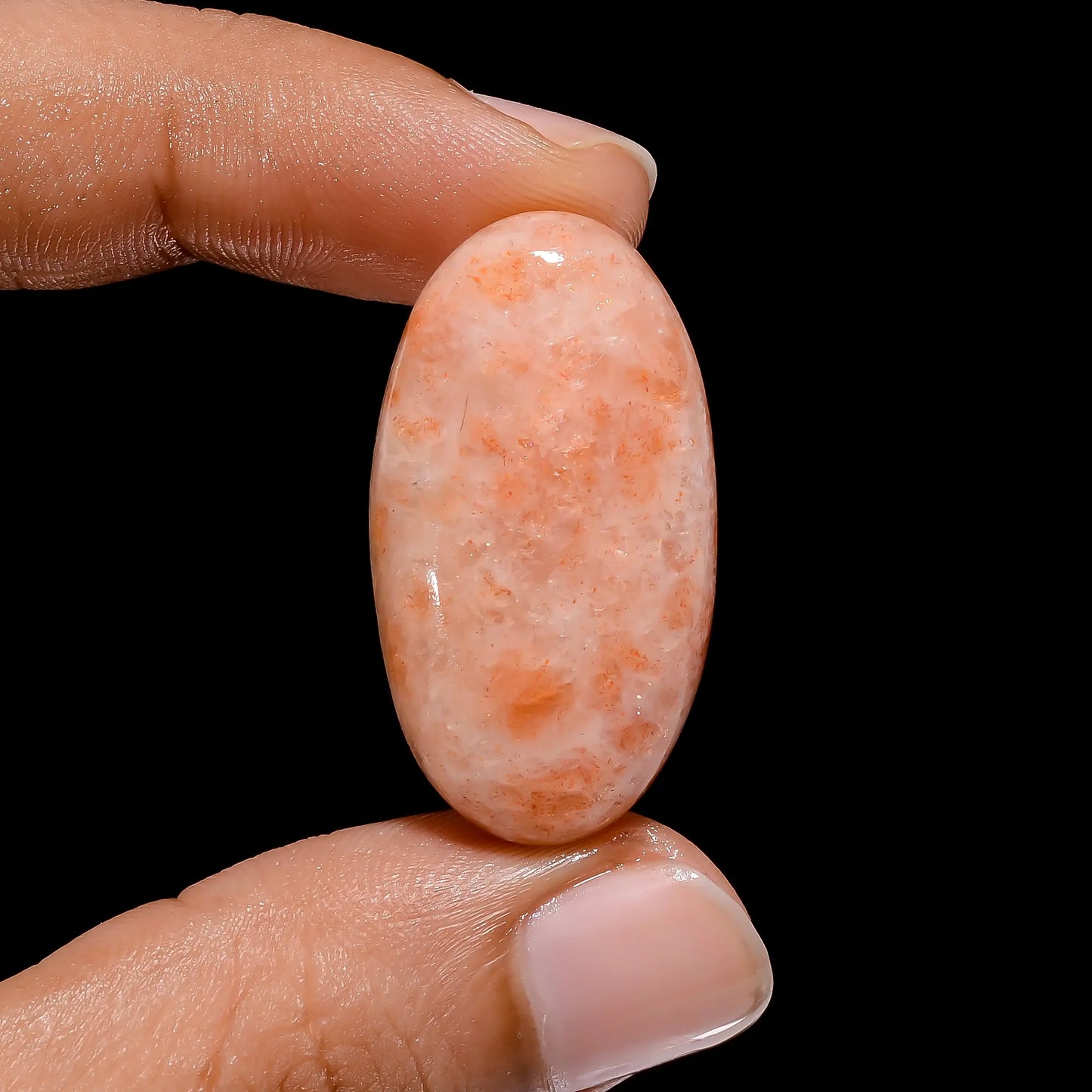 Unique Top Grade Quality 100% Natural Indian Sunstone Oval Shape Cabochon Loose Gemstone For Making Jewelry 31.5 Ct. 32X17X6 mm V-4124