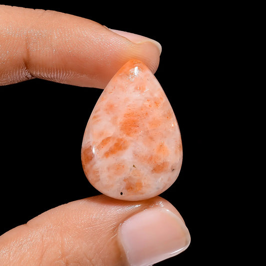 Wonderful Top Grade Quality 100% Natural Indian Sunstone Pear Shape Cabochon Loose Gemstone For Making Jewelry 19.5 Ct. 26X19X5 mm V-4125